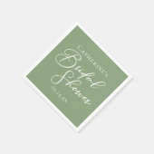 Sage Green Bridal Shower Personalized White Script Servet (Hoek)