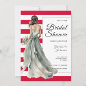 Sage Green Bride Cherry Red Stripes Vrijgezellenfe Kaart (Voorkant)