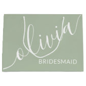 Sage Green Bridesmaid Modern Minimalistisch Script Groot Cadeauzakje (Voorkant)