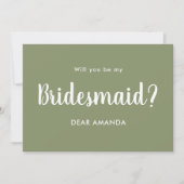 Sage Green Bridesmaid-voorstel minimalistisch Kaart (Voorkant)
