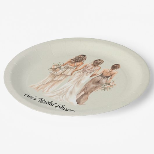 Sage Green Bridesmaids Vrijgezellenfeest Papieren Bordje (Gekanteld)