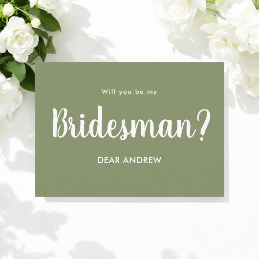 Sage Green Bridesman-ontwerpuitnodiging Kaart