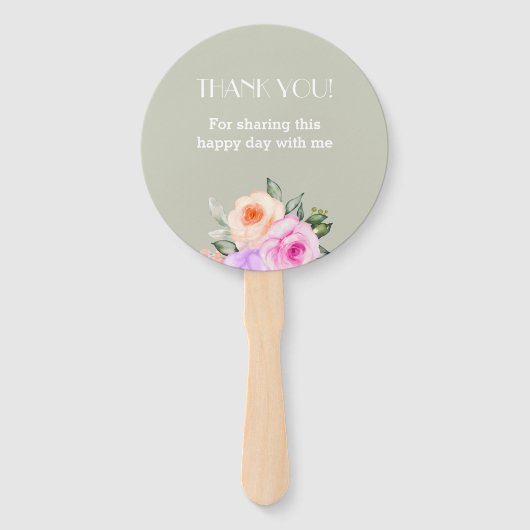 Sage Green Bright Rozen Roze Bloemen Vrijgezellenf Handwaaier (Achterkant)