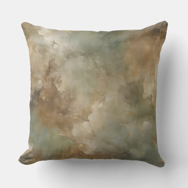 Sage Green Brown Earth Tone Abstract Kussen (Voorkant)