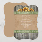 Sage Green Brown Rustic Sunflower Wedding Invite Kaart (Voorkant / Achterkant)