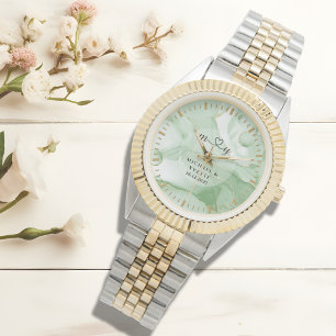 Sage Green Bruidegom Klassiek   Gepersonaliseerd H Horloge
