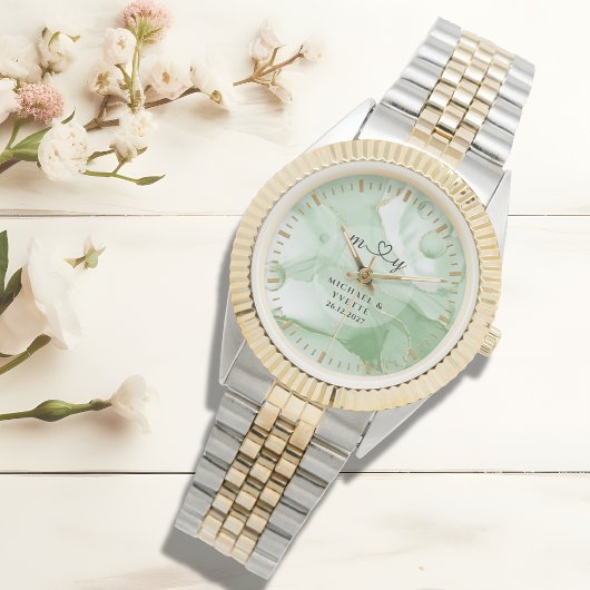 Sage Green Bruidegom Klassiek | Gepersonaliseerd H Horloge