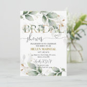 Sage Green Bruids Douche Uitnodiging (Staand voorkant)