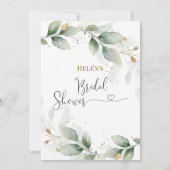 Sage Green Bruids Douche Uitnodiging (Achterkant)