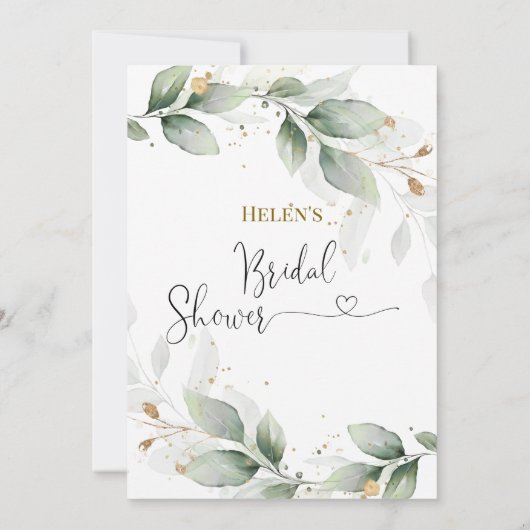 Sage Green Bruids Douche Uitnodiging (Achterkant)