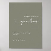 Sage Green Bruiloft Onderteken ons gastenboek teke Poster (Voorkant)