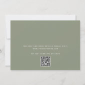 Sage Green Bruiloft + QR Code | Minimalistisch Let Kaart (Achterkant)