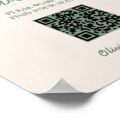 Sage Green Bruiloft | QR-code zitplaats bord Poster (Hoek)