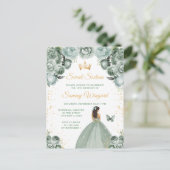 Sage Green Brunette Hair Princess Sweet Sixteen Briefkaart (Staand voorkant)