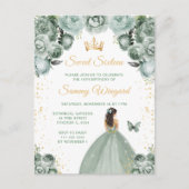 Sage Green Brunette Hair Princess Sweet Sixteen Briefkaart (Voorkant)