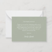 Sage Green Budget bruiloft Boho krans dank u Notitiekaartje (Achterkant)