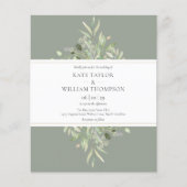 Sage Green Budget Greenery Wedding Invitation (Voorkant)