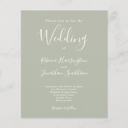 Sage Green Budget Moderne Manuscript Wedding Uitno
