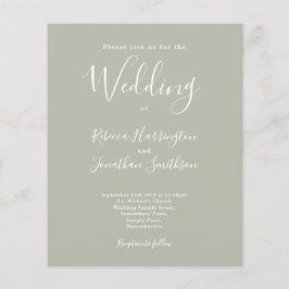 Sage Green Budget Moderne Manuscript Wedding Uitno