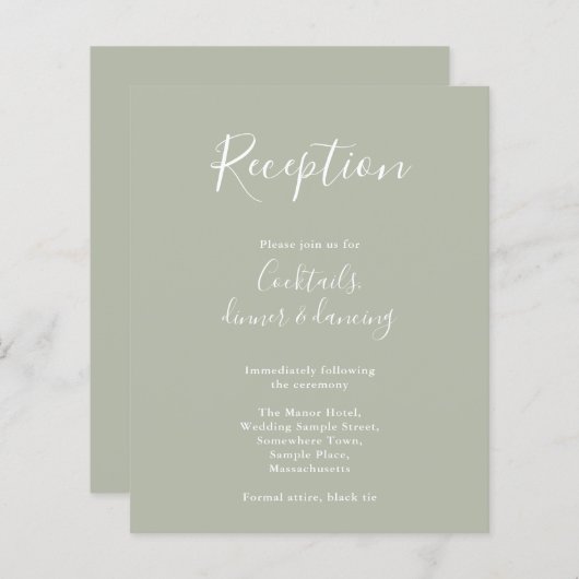 Sage Green Budget Moderne Wedding Reception Flyer (Voorkant / Achterkant)