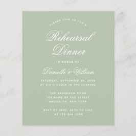 Sage Green Budget Rehearal Dinner Invitation