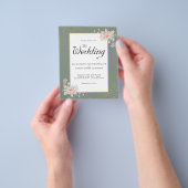 Sage Green Budget Weddenschap Pink Peony Flyer (Hand)