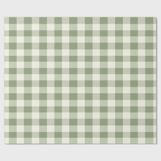 Sage Green Buffalo Check Plakkaatcadeau Cadeaupapier (Vlak)