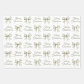 Sage Green Buffalo Plaid Bow Vrolijk Kerstfeest Inpakpapier Vel (Voorkant 2)