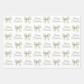 Sage Green Buffalo Plaid Bow Vrolijk Kerstfeest Inpakpapier Vel (Voorkant)
