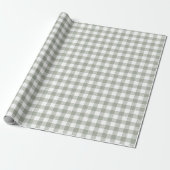 Sage Green Buffalo Plaid Gingham gecontroleerd lan Cadeaupapier (Uitgerold)