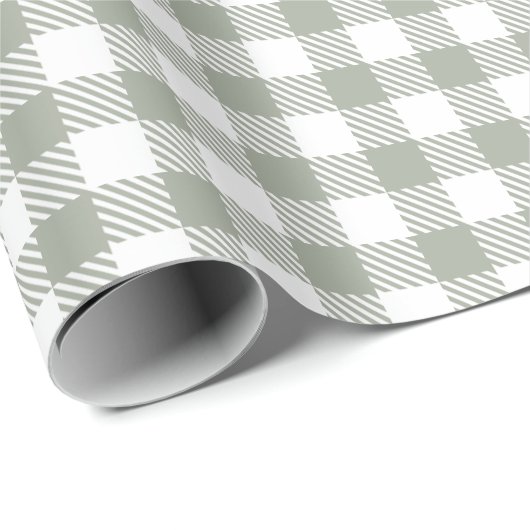 Sage Green Buffalo Plaid Gingham gecontroleerd lan Cadeaupapier (Rol Hoek)