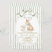 Sage Green Bunny Baby Shower Dusty Green Kaart (Voorkant / Achterkant)
