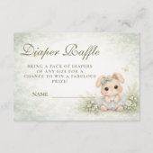 Sage Green Bunny Floral Diapper Raffle Informatiekaartje (Voorkant)