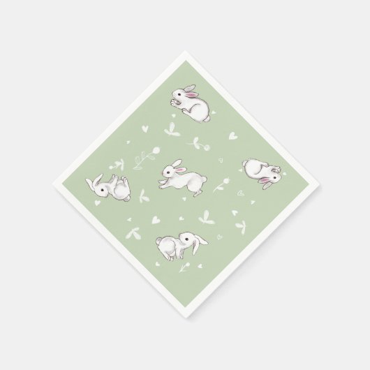 Sage Green Bunny Papieren servetten (Hoek)