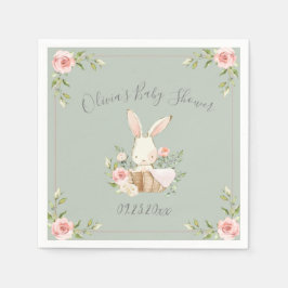 Sage Green Bunny Rabbit Baby shower Napkins Servet