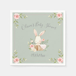 Sage Green Bunny Rabbit Baby shower Napkins Servet
