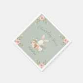 Sage Green Bunny Rabbit Baby shower Napkins Servet (Hoek)