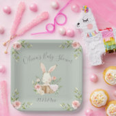 Sage Green Bunny Rabbit Baby shower Papieren Bordje (Feest)
