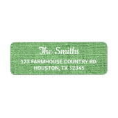 Sage Green Burlap Modern Rustic Etiket (Voorkant)