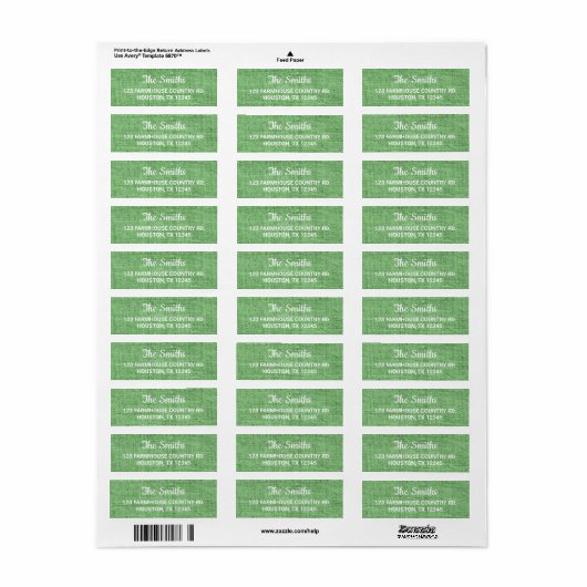Sage Green Burlap Modern Rustic Etiket (Full Sheet)