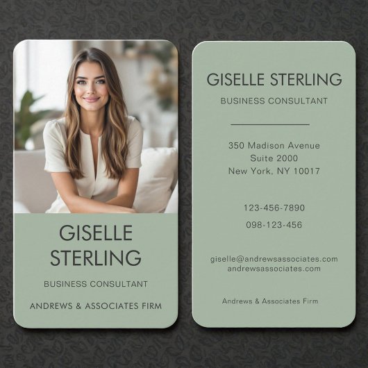 Sage Green Business Consultant Photo Visitekaartje