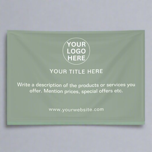Sage Green Business Logo & Tekst Professionele Pro Spandoek