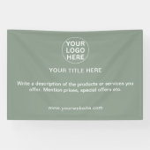 Sage Green Business Logo & Tekst Professionele Pro Spandoek (Horizontaal)
