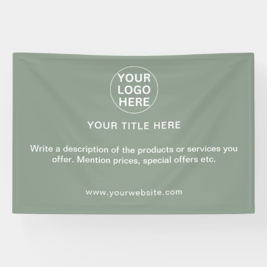 Sage Green Business Logo & Tekst Professionele Pro Spandoek (Horizontaal)