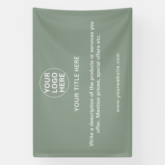 Sage Green Business Logo & Tekst Professionele Pro Spandoek (Verticaal)