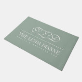 Sage Green Business Name Monogram Deurmat (Schuin)