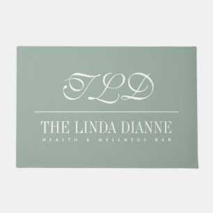 Sage Green Business Name Monogram Deurmat