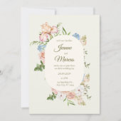 Sage green & butter yellow floral wedding card kaart (Voorkant)