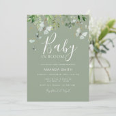 Sage Green Butterfly Baby in Bloom Baby shower Kaart (Staand voorkant)