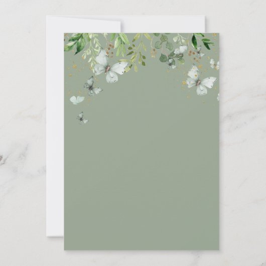 Sage Green Butterfly Baby in Bloom Baby shower Kaart (Achterkant)
